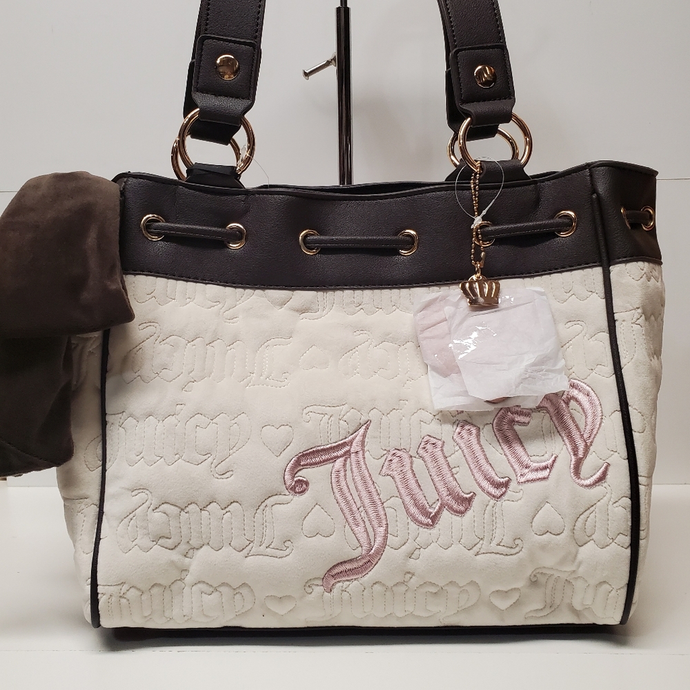 Juicy Couture Vintage Dreams Tote Velour Angel/chocolate Color Firm Price
